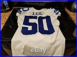 Dallas Cowboys game issued/worn Sean Lee white jersey withcaptain patch from 2013
