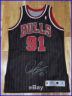 Dennis Rodman Signed Champion Chicago Bulls 95-96 Game Issued Pro Cut Jersey