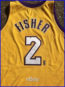 Derek Fisher Los Angeles Lakers Game Issue Worn Autograph Signed Team COA Jersey