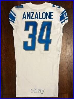 Detroit Lions #34 ALEX ANZALONE Team-Issued SALUTE TO SERVICE Away Jersey