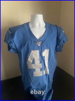 Detroit Lions Game Issued Worn Used Jersey JD Mckissic 41 Blue Throwback