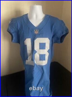 Detroit Lions Game Issued Worn Used Jersey Sam Ficken 18 Blue Throwback