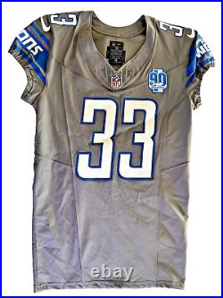 Devine Ozigbo #33 Detroit Lions Game Issued NFL Football Jersey 90 Seasons Patch