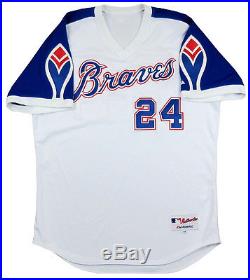 Evan Gattis Autographed/Signed Game Issued Braves Hank Aaron Style MLB Jersey