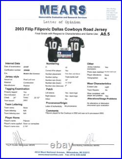 Filip Filipovic Game Issued/Worn 2003 Dallas Cowboys jersey MEARS LOA 20618