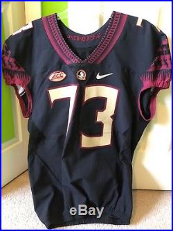 Florida State Fsu Black Game Football Jersey Team Issued #73 Holley