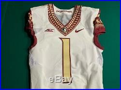 Florida State Seminoles NIKE Game Issued #1 White Jersey with Gold Numbers Sz40