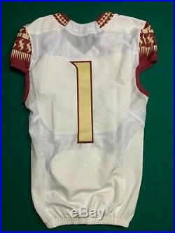 Florida State Seminoles NIKE Game Issued #1 White Jersey with Gold Numbers Sz40