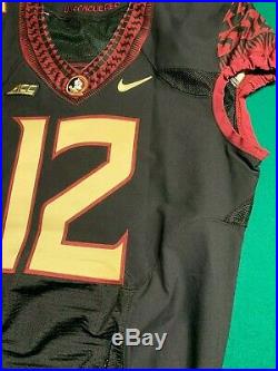 Florida State Seminoles NIKE Game Issued #12 BLACK Jersey w Gold Numbers SIZE 50