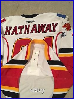 GAME ISSUED 2016-17 AUTHENTIC RBK Calgary Flames HATHAWAY Jersey 100 Year Patch
