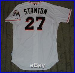 Giancarlo Stanton Miami Marlins Game Issued Un Worn 2015 Home White Jersey