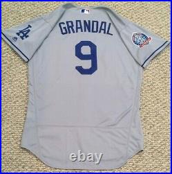 GRANDAL size 46 #9 2018 LOS ANGELES DODGERS game jersey road gray issued MLB