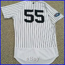 GRAY #55 size 44 2018 Yankees Game used jersey issued HOME POST SEASON MLB