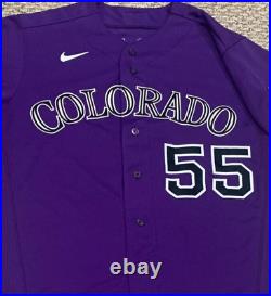 GRAY size 44 2020 Colorado Rockies game used jersey issued Alt Purple NIKE MLB