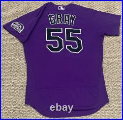 GRAY size 44 2020 Colorado Rockies game used jersey issued Alt Purple NIKE MLB