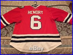 Game Issued Jordan Hendry Chicago Blackhawks Jersey Reebok Size 56