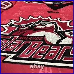 Game Issued Orlando Solar Bears Pink Whitney Spittin' Chiclets Hockey Jersey 54