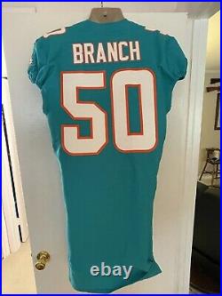Game Used/Issued Aqua Nike Miami Dolphins Jersey Andre Branch #50 Clemson