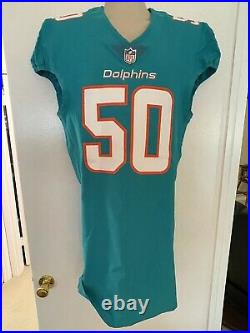 Game Used/Issued Aqua Nike Miami Dolphins Jersey Andre Branch #50 Clemson