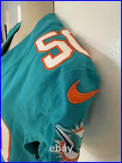 Game Used/Issued Aqua Nike Miami Dolphins Jersey Andre Branch #50 Clemson