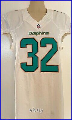 Game Used/Issued White Nike Miami Dolphins Jersey Kenyon Drake #32 Alabama