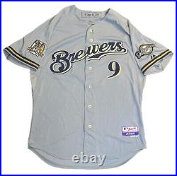 Game Worn 2010 Greg Zaun Milwaukee Brewers 40th Jersey 46 Authentic Team Issue