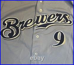 Game Worn 2010 Greg Zaun Milwaukee Brewers 40th Jersey 46 Authentic Team Issue