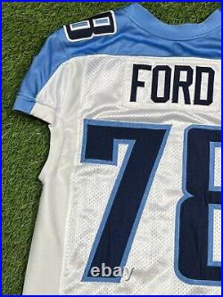 Game Worn Team Issued Tennessee Titans Jacob Ford NFL Jersey Men's 44 White 2011