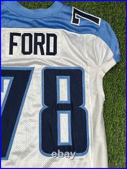 Game Worn Team Issued Tennessee Titans Jacob Ford NFL Jersey Men's 44 White 2011