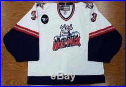 Hartford Wolf Pack Jeff Malcolm Game-Issued 2014-15 Throwback Jersey withCOA
