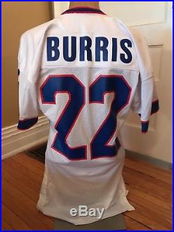 Jeff Burris Game Worn Used Issued Autographed Buffalo Bills Champion Away Jersey