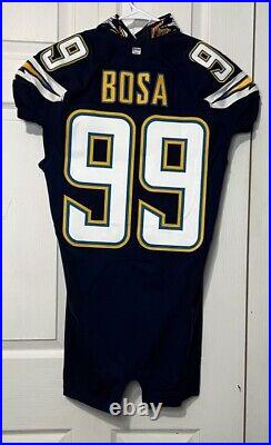 Joey Bosa Authentic San Diego Chargers Game Issued Jersey Spanos Patch + Gloves