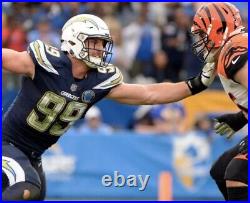 Joey Bosa Authentic San Diego Chargers Game Issued Jersey Spanos Patch + Gloves