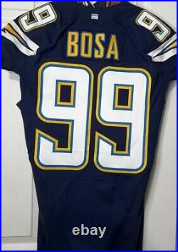 Joey Bosa Authentic San Diego Chargers Game Issued Jersey Spanos Patch + Gloves