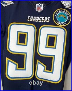 Joey Bosa Authentic San Diego Chargers Game Issued Jersey Spanos Patch + Gloves