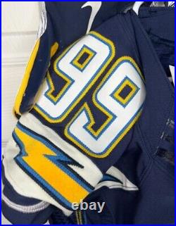 Joey Bosa Authentic San Diego Chargers Game Issued Jersey Spanos Patch + Gloves