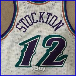 John Stockton Utah Jazz Big Mountain Champion Jersey Game Issued Sz 42 Length +2