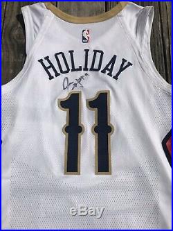 Jrue Holiday New Orleans Pelicans Game Worn Used Issued Autograph PSA Jersey