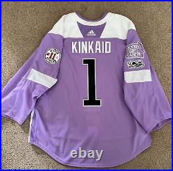 Keith Kinkaid 2017-18 Game Issued New Jersey Devils Hockey Fights Cancer Jersey