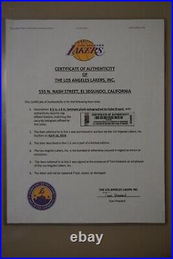 Kobe Bryant Los Angeles Lakers Autographed Plank With COA. Game Worn. Issued