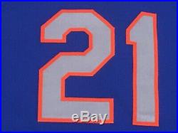 LUCAS DUDA size 52 #21 2017 New York Mets game jersey issued road blue MLB HOLO