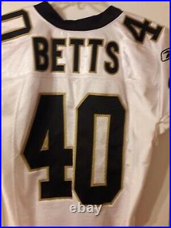 Ladell Betts 2010 NEW ORLEANS SAINTS GAME ISSUED USED WHITE REEBOK JERSEY SZ 44