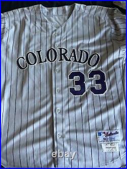 Larry Walker 2001 Game Issued Rockies Jersey Signed With Cert Letter & Pictures