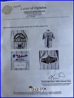 Larry Walker 2001 Game Issued Rockies Jersey Signed With Cert Letter & Pictures