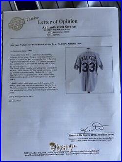 Larry Walker 2001 Game Issued Rockies Jersey Signed With Cert Letter & Pictures