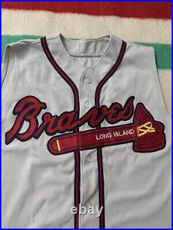 Long Island New York Braves Game Worn Team Issued Sleeveless Jersey XL PZBLNY