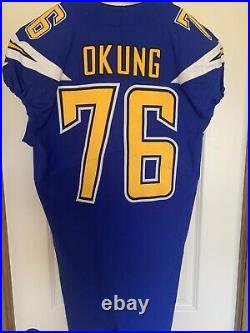 Los Angeles San Diego Chargers Game Team Issued Color Rush Jersey sz 46