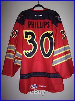 Manitoba Moose Fire Fighter Day Game Issued Not Worn Jersey Jamie Phillips 30