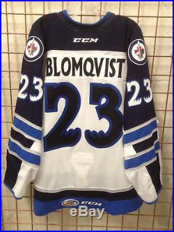 Manitoba Moose Ahl Game Issued Not Worn White Jersey Axel Blomqvist 23