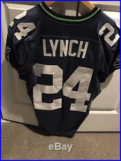 Marshawn Lynch Used Worn Seattle Seahawks Game Jersey 2011 Team Issued Blue Rbk